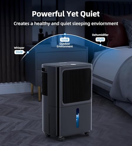 Image of VEAGASO 34 Pint /D, 2500 Sq.Ft Dehumidifier for Basement with Drain Hose | Dehumidifiers for Home, Bathroom, Bedroom - 3 Modes, 24H Time, 40dB, 0.53 Gallon Water Tank, Intelligent Humidity Control