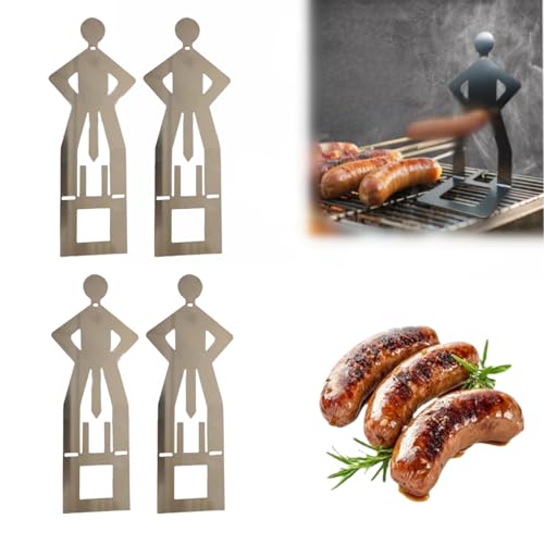 SICHYBGB 4 PCS Funny Hot Dog Sausage Stand Holder Sausage Barbecue Rack Reusable Stainless Steel Hotdog and Sausage Stand for Barbecue, Camping, Spring Trip (4 PCS)
