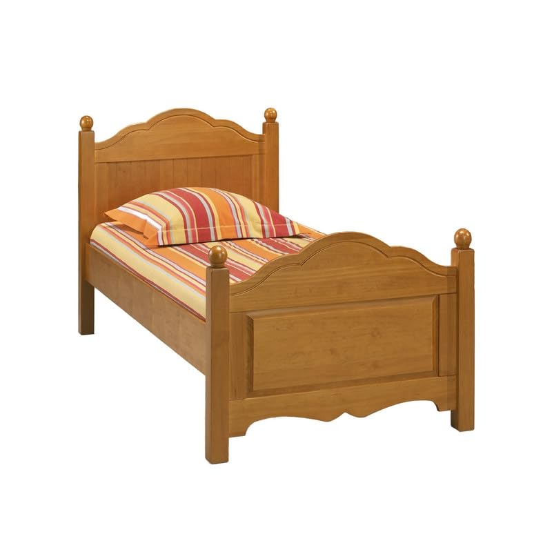 ACTUAL DIFFUSION Lit 1 Place pour Couchage 90 x 190 Pin Miel Style Anglais L 99 H 100 P 198 cm