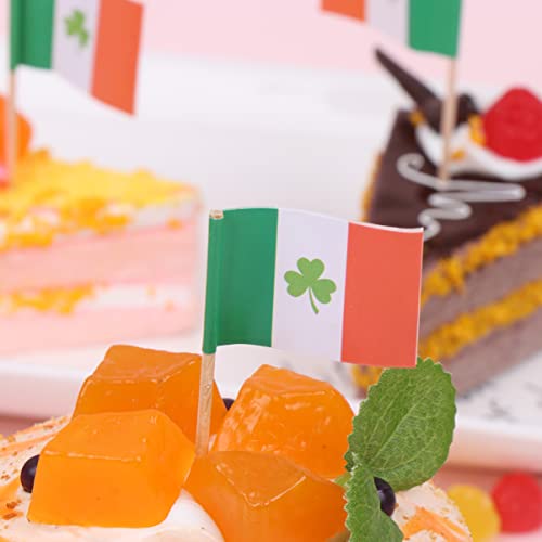 Gadpiparty Dia De São Patrício Cupcake Toppers 200Pcs Trevos Palhetas De Sobremesa Design De Bandeir
