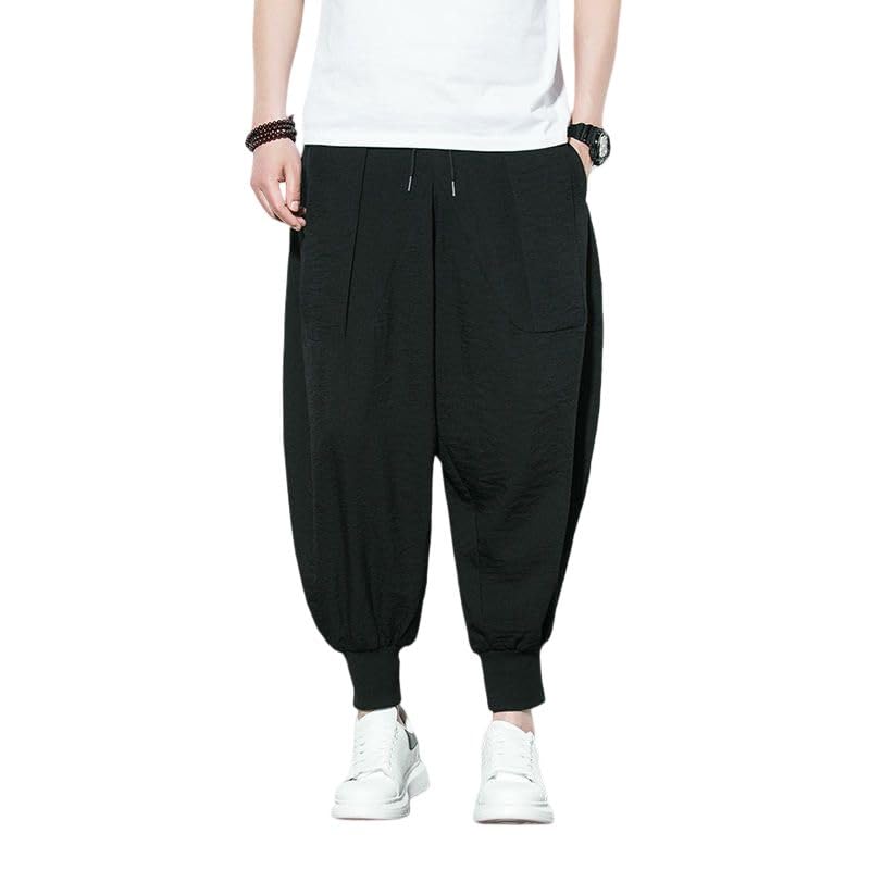 Pantalon sarouel pour homme de style chinois avec cordon de serrage