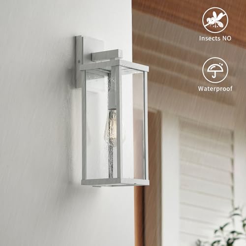 mirrea 18" Classic Outdoor Wall Sconce 1 Light in Matte White Rectangular Metal Frame and Clear Glass Shade Waterproof Porch Light Patio Light Pack of 2 by mirrea - Used condition - Image 6