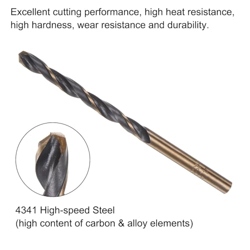 Uxcell A23091800UX0336 12Pcs Jobber Drill Bits 4.5Mm Black Nitride & Gold Titanium Coated 4341 High Speed Steel (Hss) 135 Degree Split Point Twist Drill Bits thumb #3