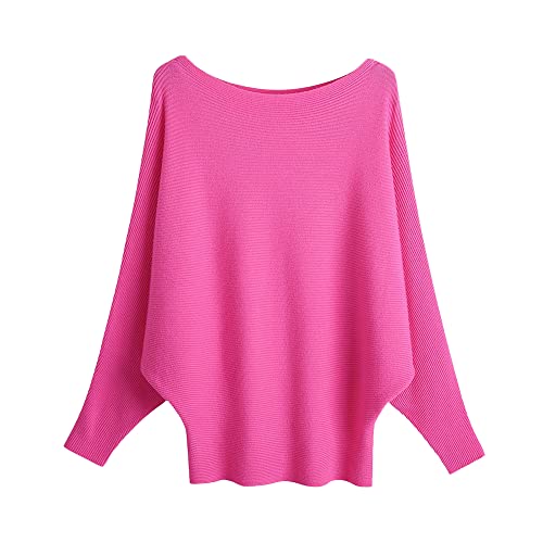Image of EDSTAR Women Dolman Batwing Sleeves Knitted Sweaters Winter Boat Neck Pullovers Tops