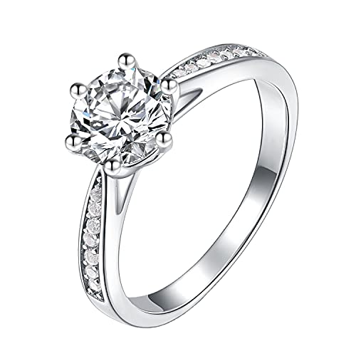 Bague moissanite argent 925 plaqué platine bague six griffes zircone B4448