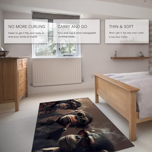 Tapis de style urbain 120x180cm motif singe avec lunettes de soleil - 6