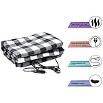 Heated Blanket - 12-Volt Electric Blanket for Car, Truck, SUV, or RV - Portable Winter Car Accessories for Camping or Travel by Stalwart (Black Plaid) - Image 5
