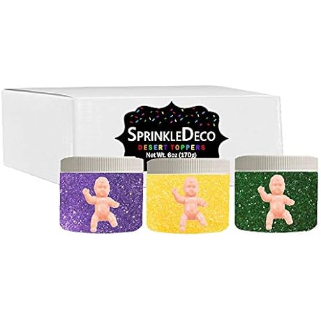 Mardi Gras King Cake Decoration Gift Box Kit, Yellow, Green, Purple