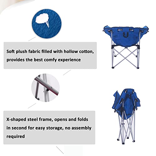 Ecolinear Folding Saucer Moon Chair Short Plush Faux Fur Padded Club Seat (Blue) #TOP2