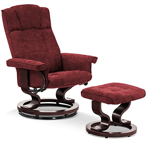 MCombo Manual Swivel Recliner with Ottoman, Chair Ottoman Set for