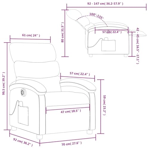 Fauteuil de massage électrique inclinable en tissu avec télécommande