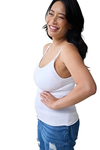 Ingrid & Isabel Basics – Postpartum Nursing & Pumping Cami – Maternity Tank Top for Breastfeeding White - Thumbnail 2