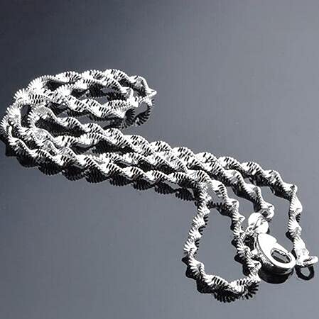 Silver jewelry chain 2MM double wave European style pendant with chain necklace clavicle short paragraph (22inches)