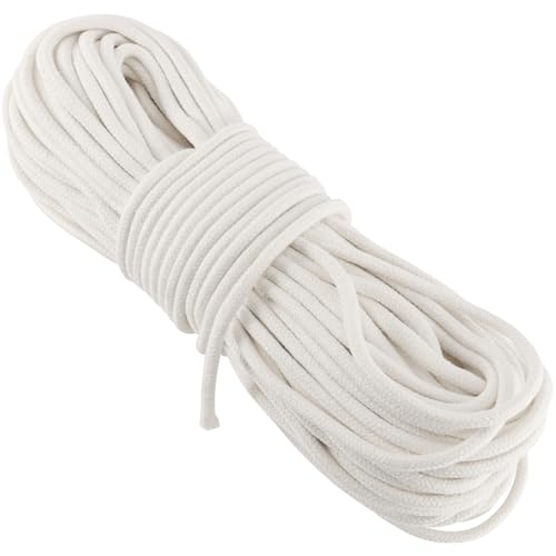 FUNSUEI 3/8 Inch 164 Feet White Cotton Clothesline Rope, Cotton Braided Clothesline Rope for Clothes Hanging, Plant Hanger, Knitting Crafts by FUNSUEI - Used condition - US$23.39