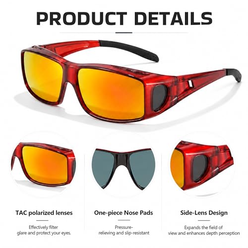 Image of SIPHEW Mirrored Sunglasses Polarized Fit Over Glasses for Men&Women