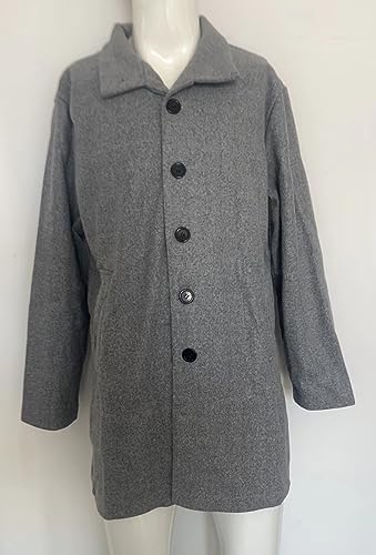 chouyatou Men's Vintage Plaid Floral Pattern Single Breasted Business Casual Winter Wool Blend Coat Peacoat2