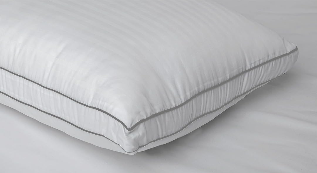 Easy Living 2 Pcs Stripe Double Grey piping Pillow 1100 gm Microfiber filling, Size:50x70cm