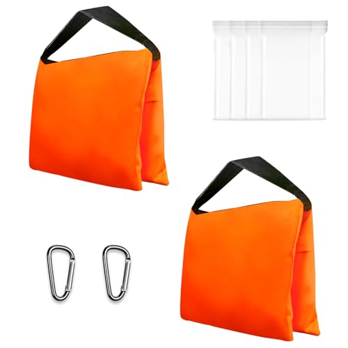 EMART Heavy Duty Sandbag Photo Studio Weight Bag Saddlebag Design for Photography Light Stand Tripod, Outdoor Patio, Sports, Pop up Tent, Umbrella Base, Camping, Fishing Chair -2 Packs Set(Orange)