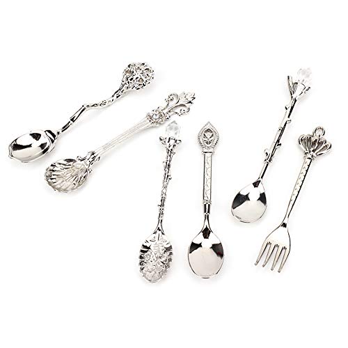 Fdit FDITEN9XPIFT3W-12 6Pcs/Set Vintage Carved Coffee Spoon Teaspoon Retro Zinc Alloy Dessert Coffee Tableware Spoons Cutlery Kitchen thumb #6