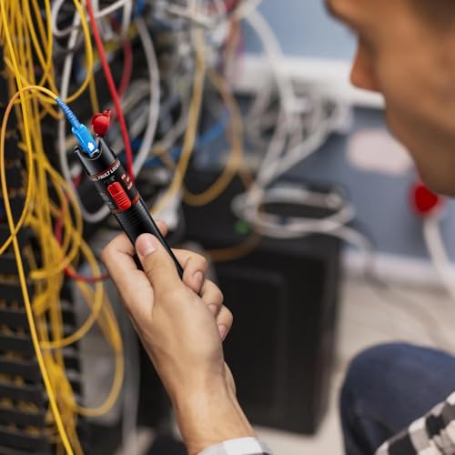 Visual Fault Locator Rechargeable 100KM, Glasfaserkabeltester mit 2,5-mm-FC-Stecker auf LC-Buchse-Adapter, Lichtquellen-Tester für LC/FC/SC/ST-Anschlüsse