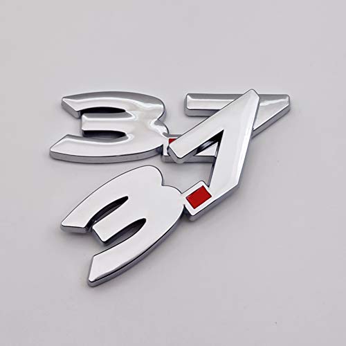 2X Chrome Metal 3.7 Logo Car Emblem 3D 3.7L Side Fender Badge Racing Sport Sticker Turbo Decal For Mustang Gt (Silver) #TOP4