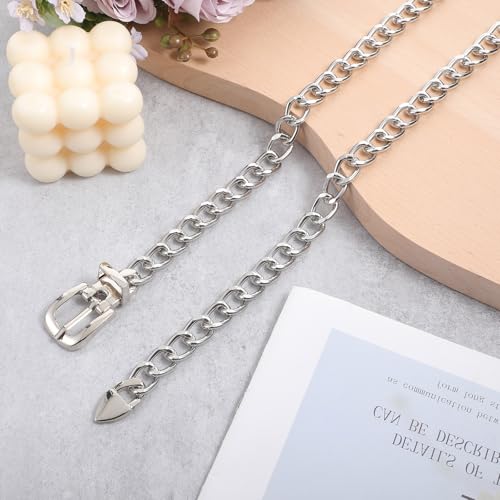 Silver Chain Belt for Women, Adjustable Metal Waist Belt Elegant Silver Chain for Women Girls Dresses, Jeans, Clothes Accessories3