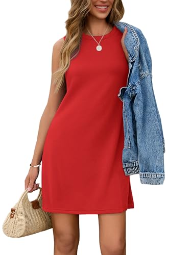 Sampeel Dresses for Women 2025 Trendy Sundresses Holiday Red Christmas Valentine's Day Dress Clothes Red S