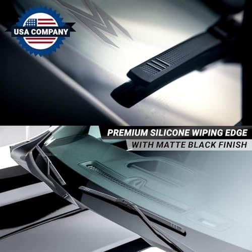 Image of Premium Silicone Windshield Wiper Blades 24 inch & 20 inch (2 Pack) for Car & Truck | Carbon Fiber Design, Quiet & Smooth Streak-Free Clean Wipe, All-Season, OEM Quality, Front Automotive Replacement Wipers