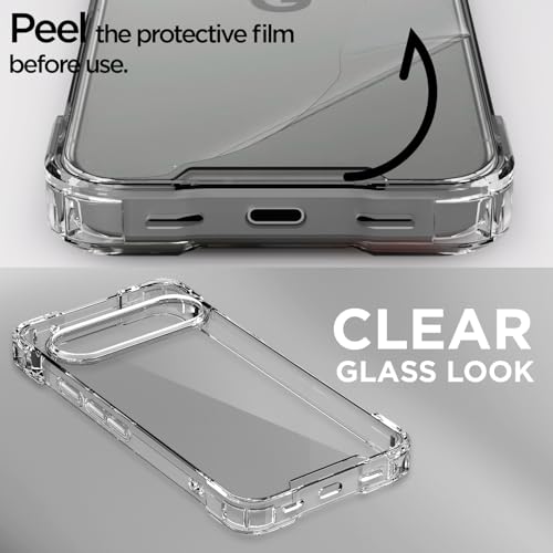 Image of Amazon Basics Back Cover for Google Pixel 10 Pro XL PC + TPU Clear Transparent Raised Edges Shockproof Protective Phone Bumper Case(Transparent)