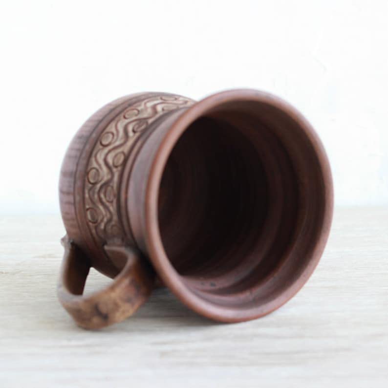 Miniatura 6 de 8.5 oz Modern Ceramic Tea Cup with handle - Clay Handmade Pottery Coffee Mug - Rustic Eco friendly Drinkware tasses - Handthrown tableware cups -