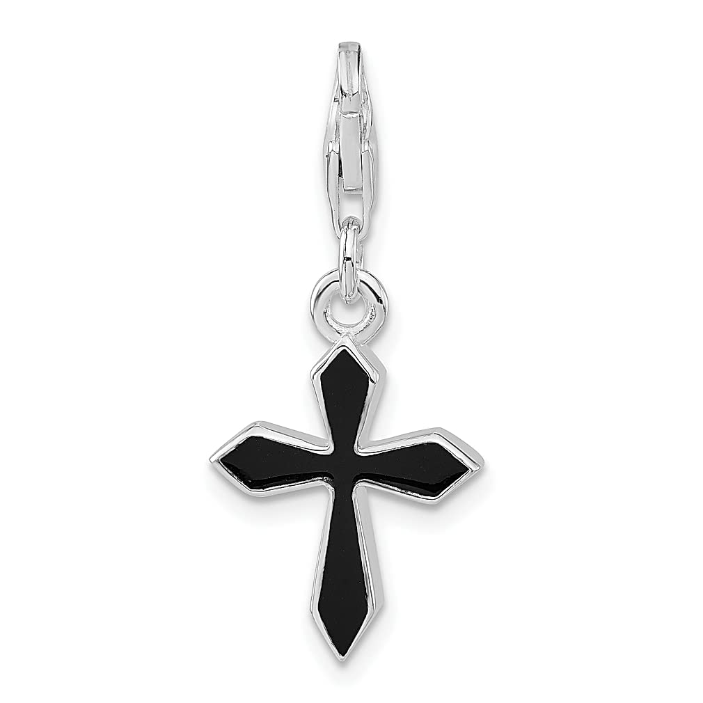 Srebro wysokiej próby 925 Rh czarny emaliowany Cro925 karabińczyk zapięcie wisiorek wisiorek wisiorek wisiorek religijny krzyż pasja elegancka biżuteria dla kobiet prezenty dla niej