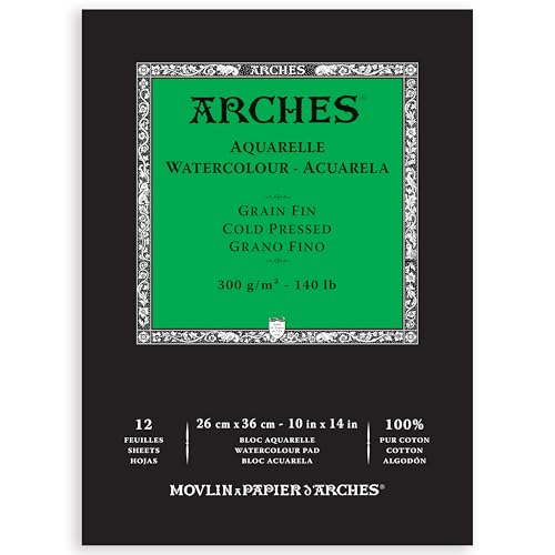 Arches Cold Press Watercolor Pad, 10 x 14 Inch, 12 Sheets