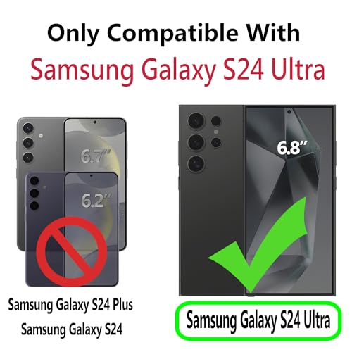 CIVICASE for Samsung Galaxy S24 Ultra Wallet Case,Leather Flip Case [RFID Blocking] Credit Card Holder Folio Magnetic Stand TPU Shockproof Cover Color Matching for Samsung S24 Ultra,Black Blue