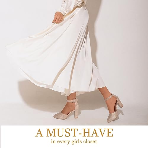 Closed Toe Heels for Women - Black Nude White Silver Gold Round Toe Chunky Wedding Block Women Pumps Shoes, 3 Inch4