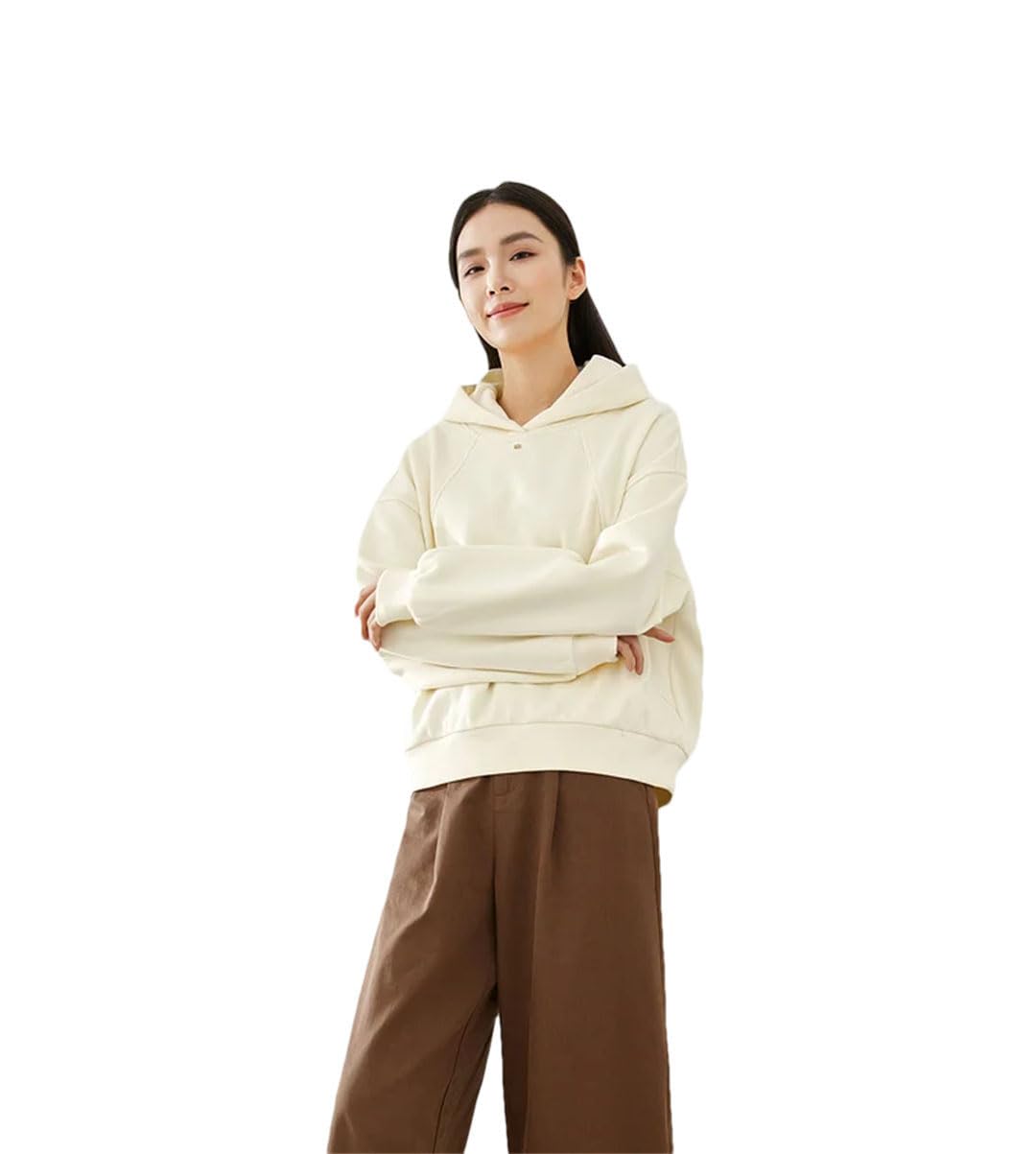 Sudadera con capucha para mujer, de algodón, gruesa, cálida, de manga larga, holgada