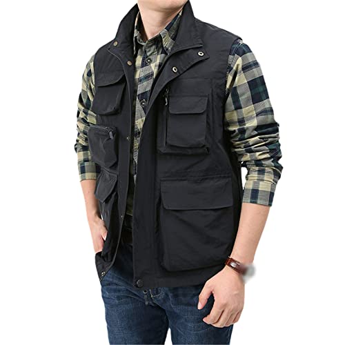 Veste sans manches homme multi-poches Kelsiop gilet de randonnée noir grande taille