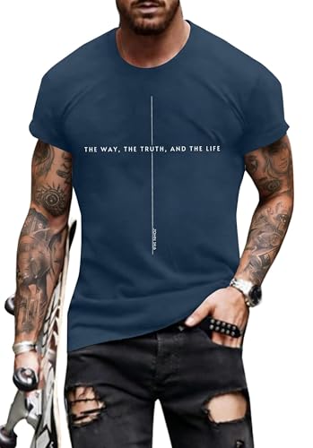 Christian Shirts for Men: Jesus Cross Religious Graphic T-Shirt Bible Verse Printed Shirt Crew Neck Short Sleeve Top