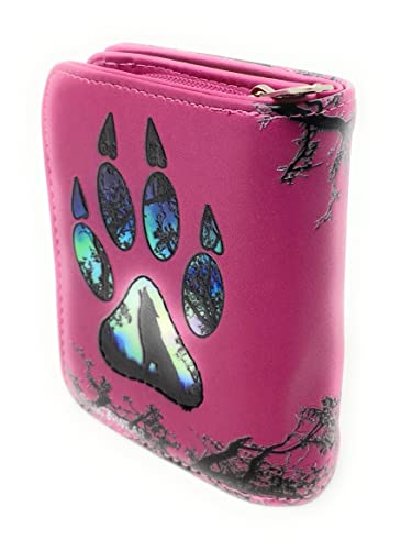 Shag Wear Wolf Paw Small Animal Wallet for Women and Teen Girls Vegan Faux Leather Pink 4.5"3