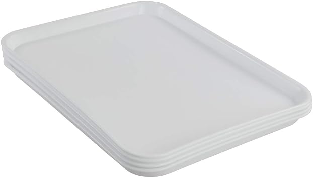 Kekow 4-Pack White Plastic Fast Food Serving Trays