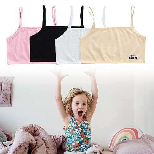 Ztexkee Pacote com 4 sutiãs de algodão macio para meninas, sutiãs de treinamento para meninas, sutiã