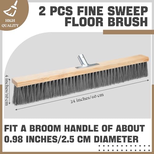 2 Pcs 24 Inches Push Broom Head Floor Sweep Fine Sweep Floor Brush Soft Bristle Sweeper Broom with Polypropylene Bristles for Hardwood Floors Sweeping Indoor - Thumbnail 2