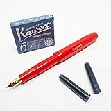 Füllfederhalter Classic Sport von Kaweco | Füller mit Federbreite M | Mit sechs blauen Tintenpatronen GRATIS | Farbe des Füllhalters: rot…