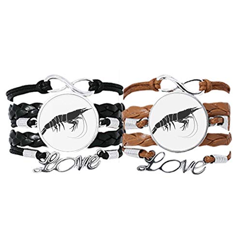 Bracelet organismes marins crevettes en cuir tressé pour couple