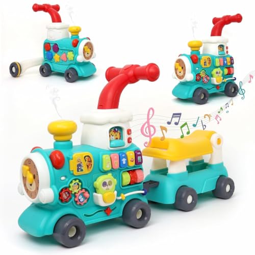 Image of Aditi Toys Mini Tiny Train Baby Walker - Ride-On Train for Kids 9+ Months, Musical Toy with Push & Pull Handle, Multi Activity Learning Walker with Gears, Animal Sounds, Sensory Play for Boys & Girls