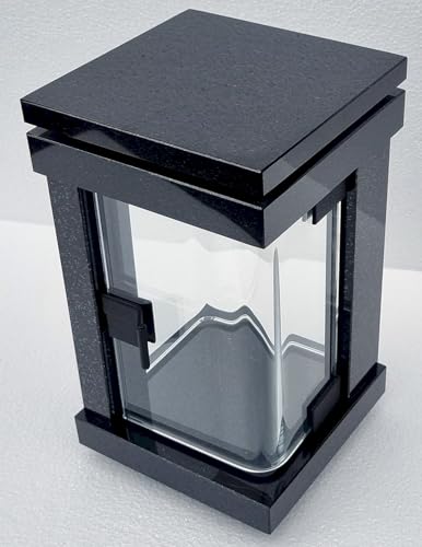 designgrab Lámpara para tumba de diseño moderno sueco de granito negro, 25,5 cm, hecha a mano en la UE, exclusiva