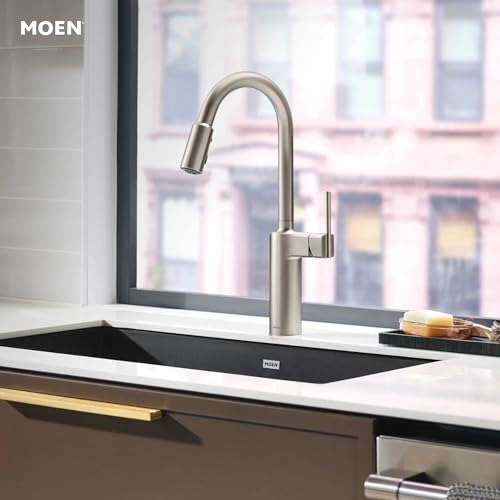 Moen Inara Stainless Pulldown Kitchen Faucet with Power Boost, Modern Kitchen Faucet, One-Handle High Arc, Easy Installation, Spot Resist Finish, 87463SRS - image 2