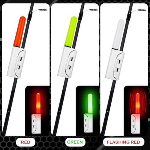 Glooglitter 6 Pcs Fishing Glow Sticks LED Fishing Pole Light Night Fish Alert Glow Stick with 8 Pcs Rechargeable CR425 Battery and Battery Charger(Multicolor Light,Classic Style) by Glooglitter - Used condition - Image 4