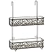 mDesign Wide Decorative Metal Over Shower Door Bathroom Tub, Shower Caddy, Hanging Storage Organizer Center, Built-In Hooks, Baskets on 2 Levels for Shampoo, Body Wash, Arbor Collection, Bronze
