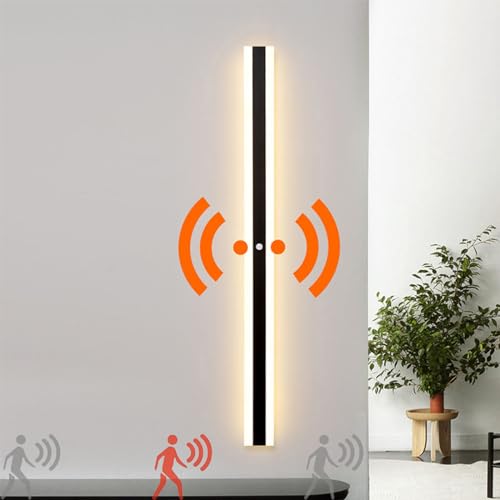 Aplique de pared largo LED de 100cm con sensor de movimiento y luz blanca 5