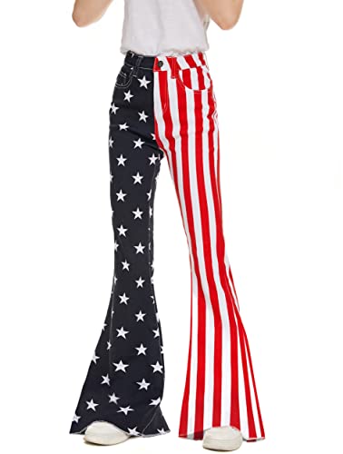 Bell Bottom Jeans for Women High Waisted Stretch American Flag Flare Jeans Denim Bootcut Pants